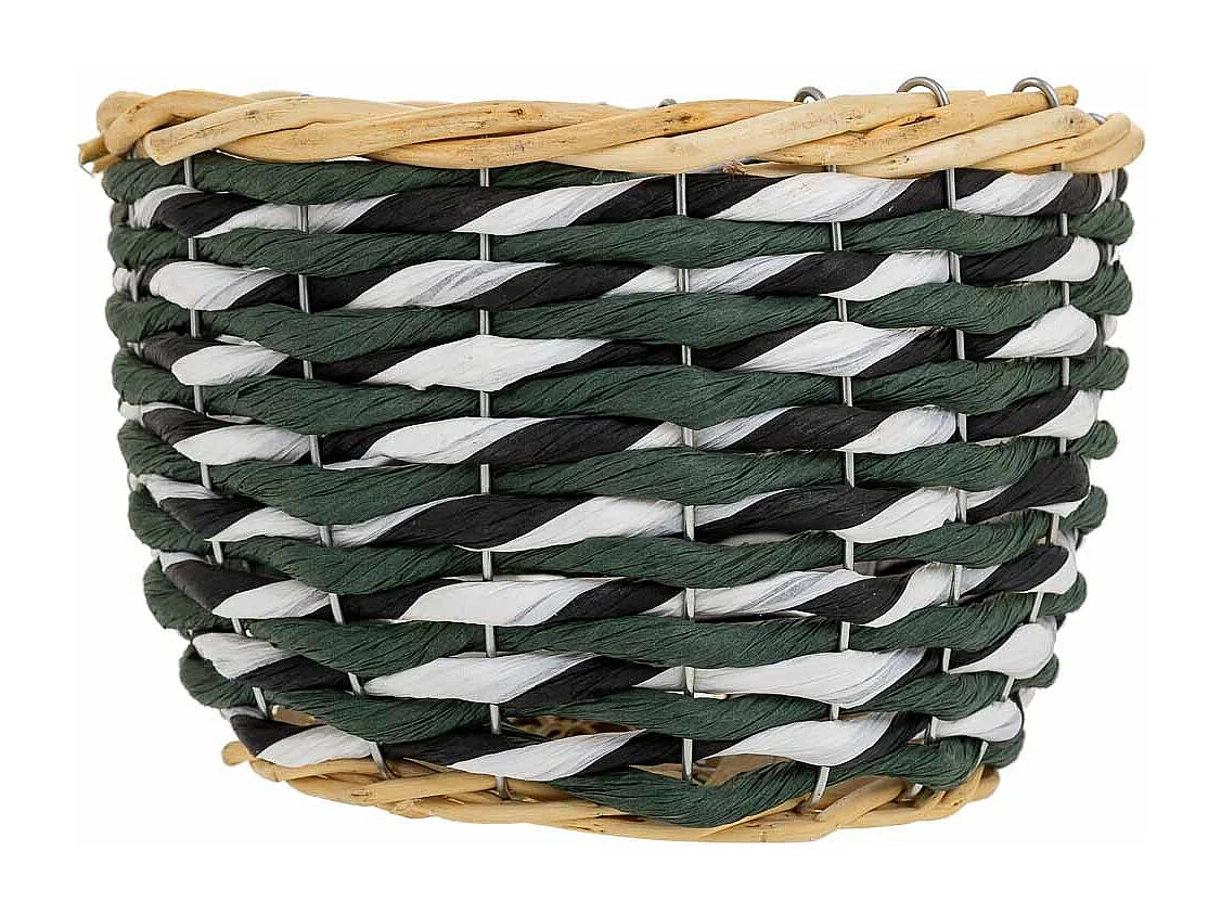Cesto in legno e corda di carta verde D21x13