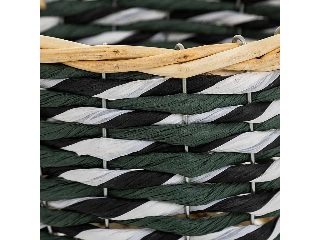 Cesto in legno e corda di carta verde D21x13