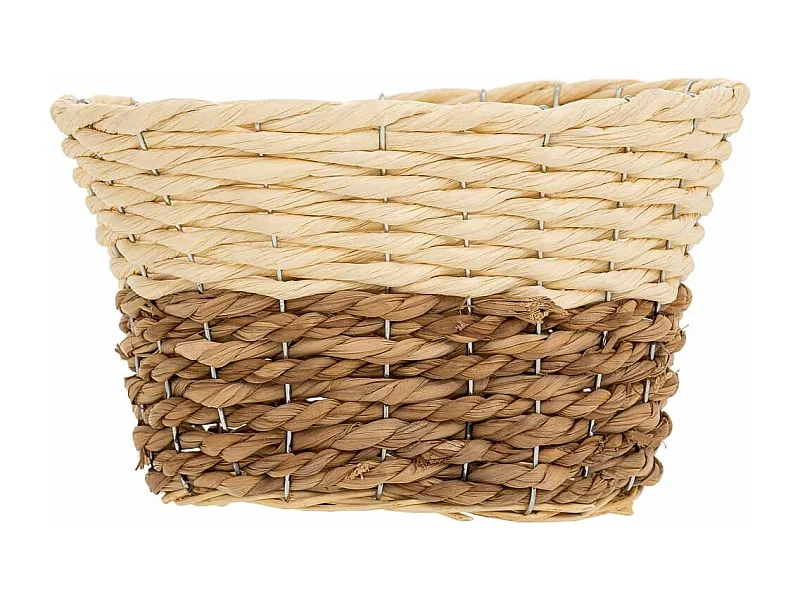 Korb aus Holz, Papierseil und Naturfaser gelb 27x20x17