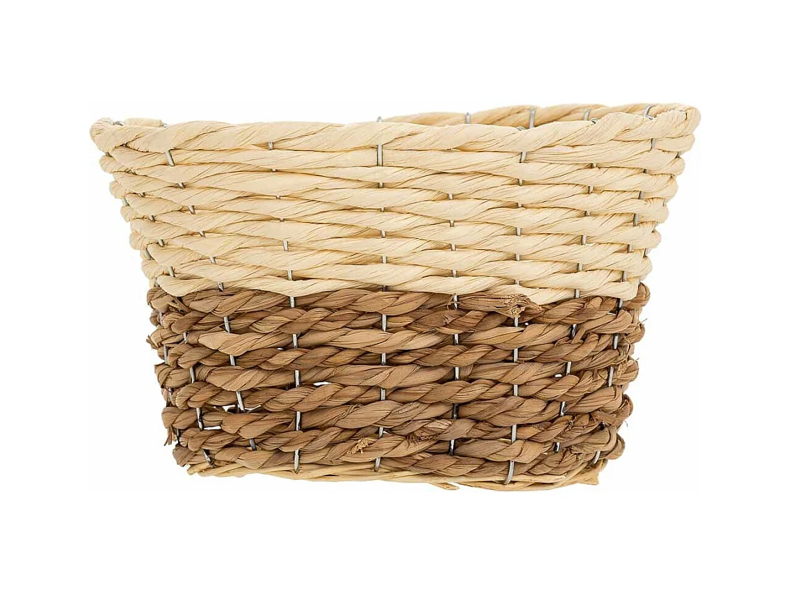 Cesto in legno, corda di carta e fibra naturale gialla 27x20x17