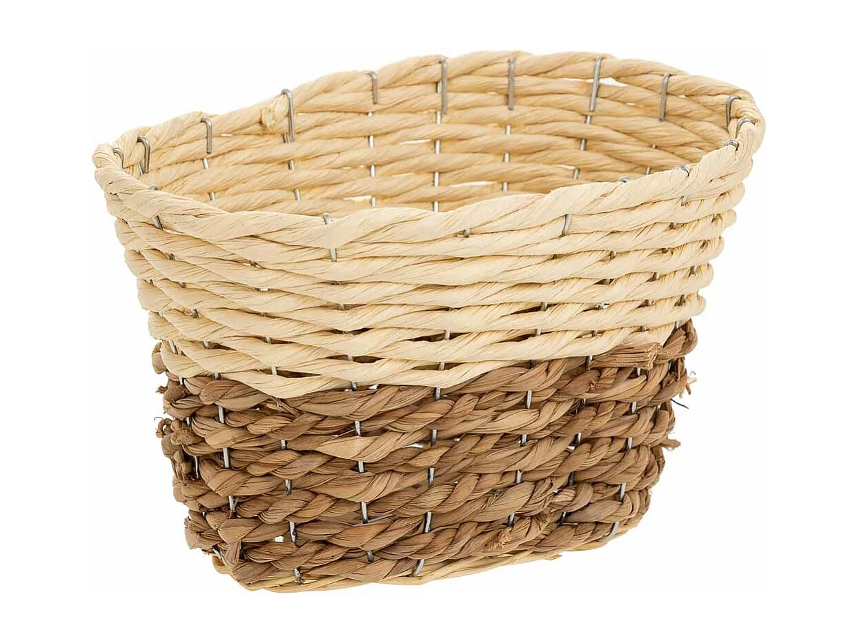 Panier en bois, corde de papier et fibre naturelle jaune 27x20x17