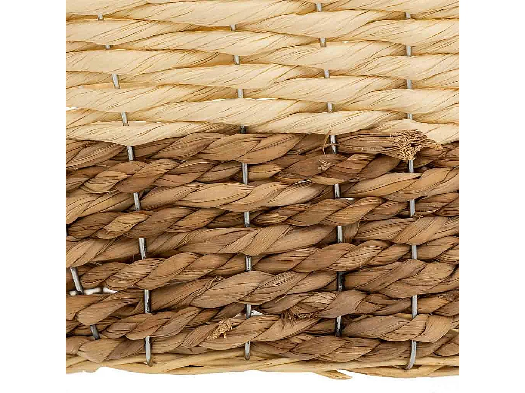 Cesto de madeira, corda de papel e fibra natural amarela 27x20x17