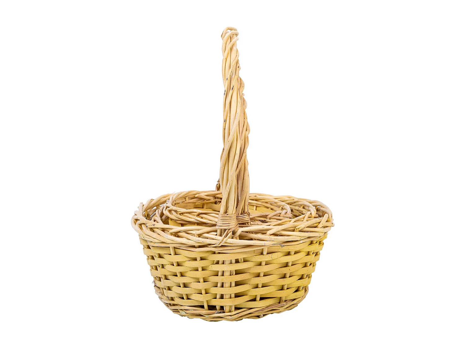 Conjunto de 3 cestos de vime com asas amarelas