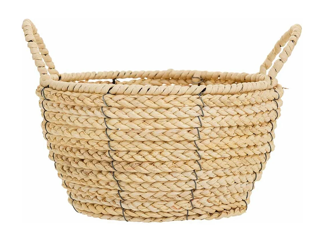 Cesto de fibra natural y cuerda de papel marron D27x15/20,5