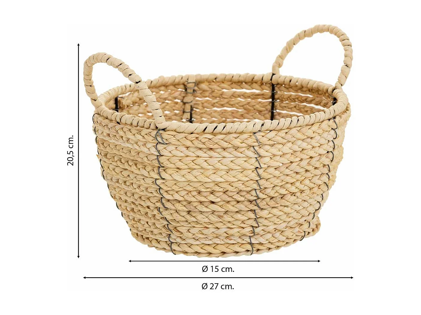 Cesto in fibra naturale e corda di carta marrone D27x15/20,5