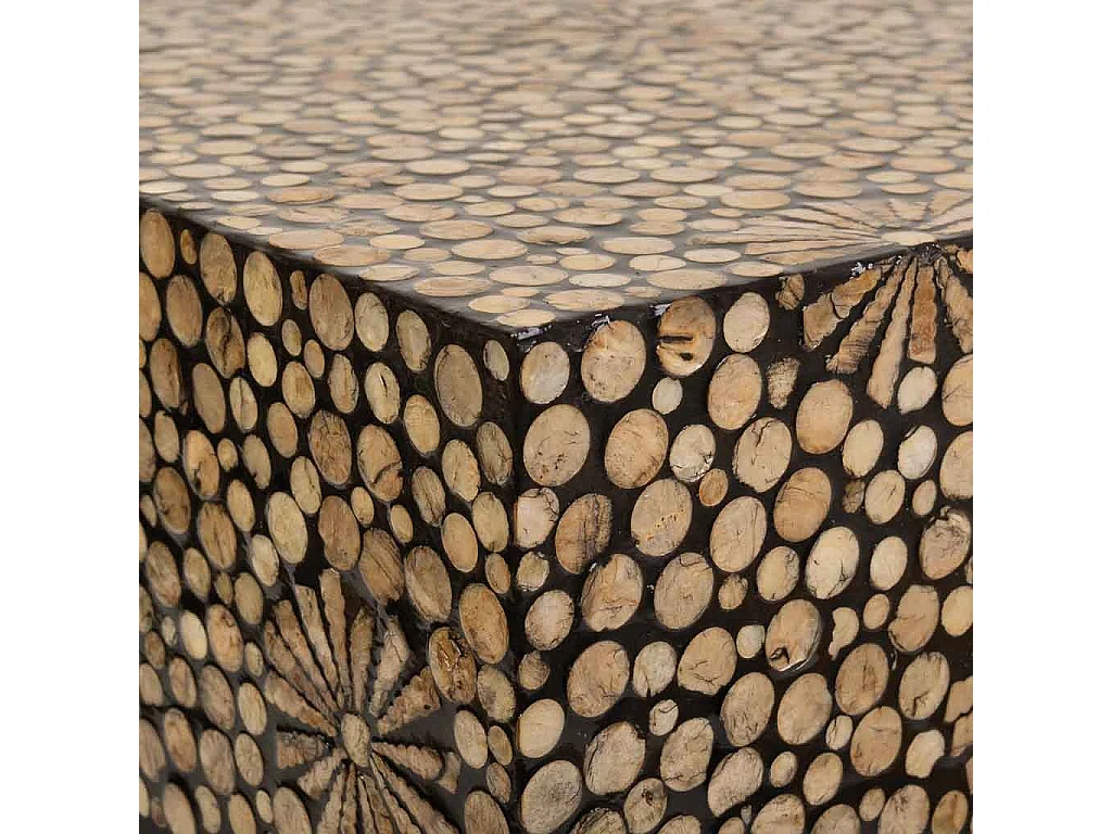 Table basse carrée en bois finition nacrée marron 60x60x45h cm