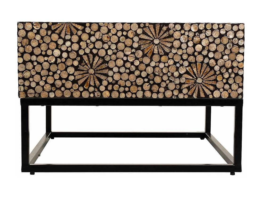 Quadratischer Couchtisch aus Holz im Capiz-Finish, braun 60x60x45h cm