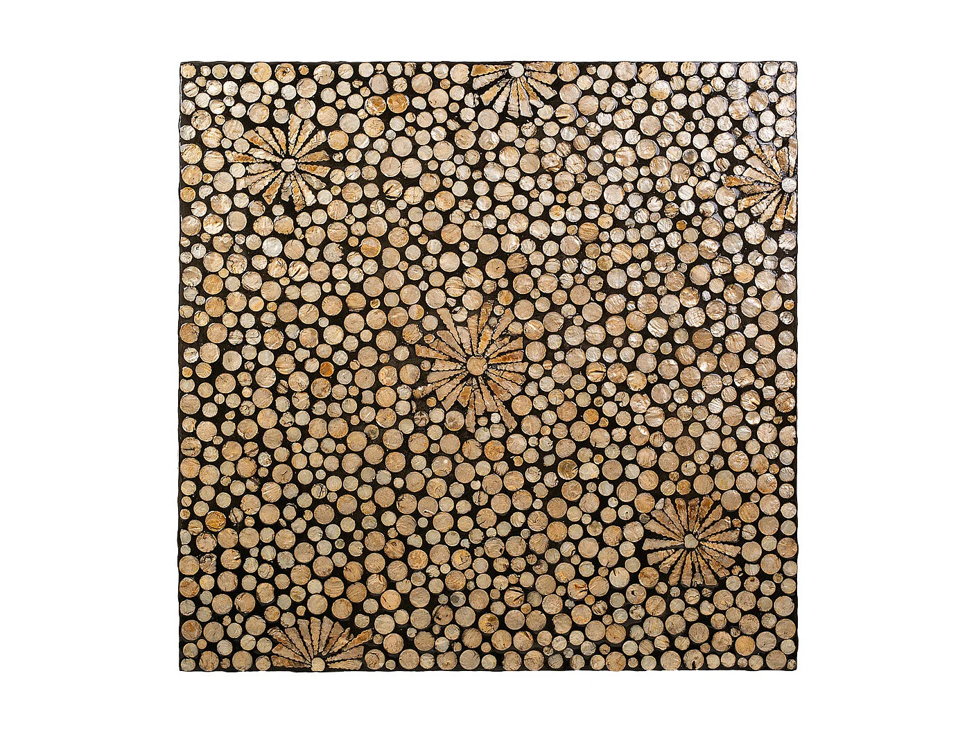 Quadratischer Couchtisch aus Holz im Capiz-Finish, braun 60x60x45h cm