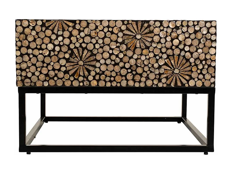 Tavolino quadrato in legno finitura capiz marrone 60x60x45h cm