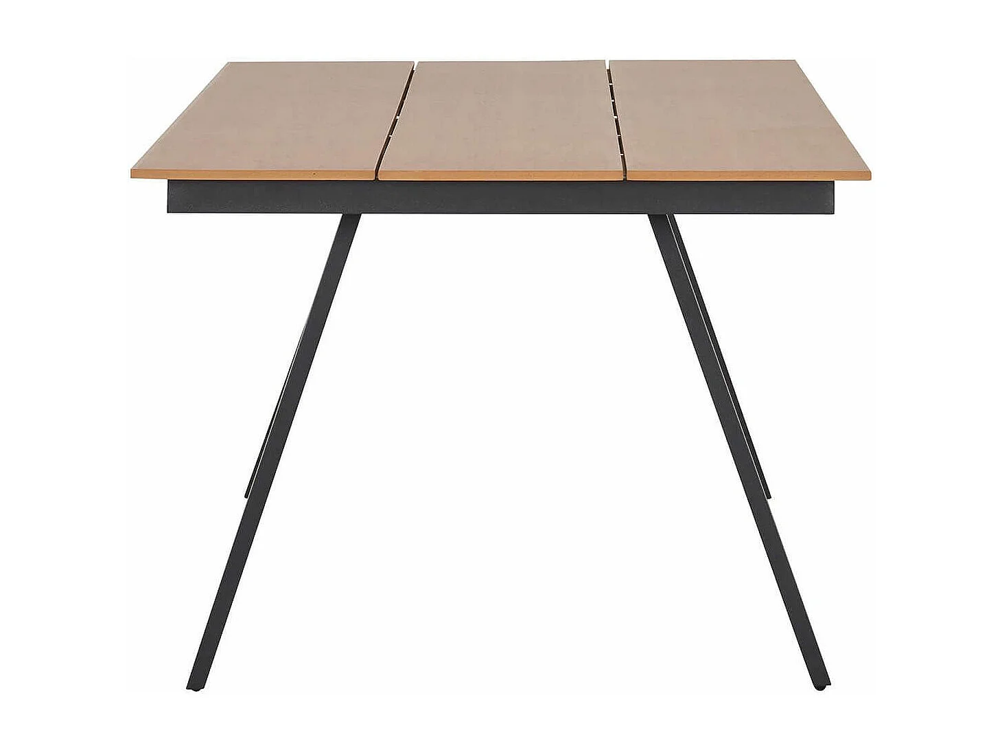 CLIFF - Table de Jardin Plateau en PE Aspect Bois Naturel Pieds en Aluminium Noir