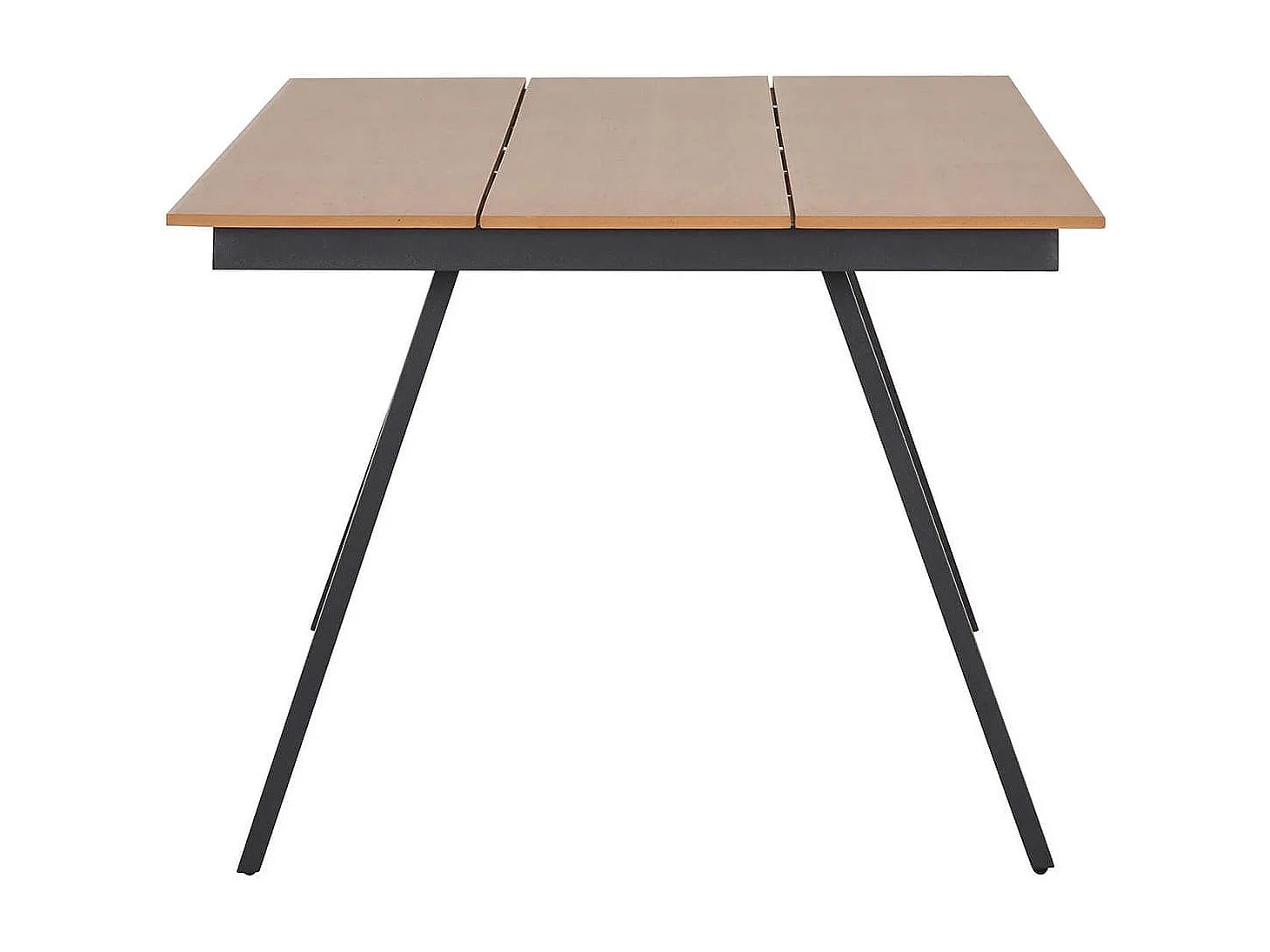 CLIFF - Table de Jardin Plateau en PE Aspect Bois Naturel Pieds en Aluminium Noir