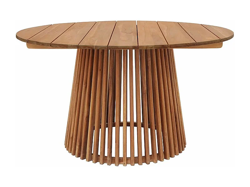 LIRICIA - Table Repas de Jardin Ø120cm en Teck Massif Pied Central Ajouré