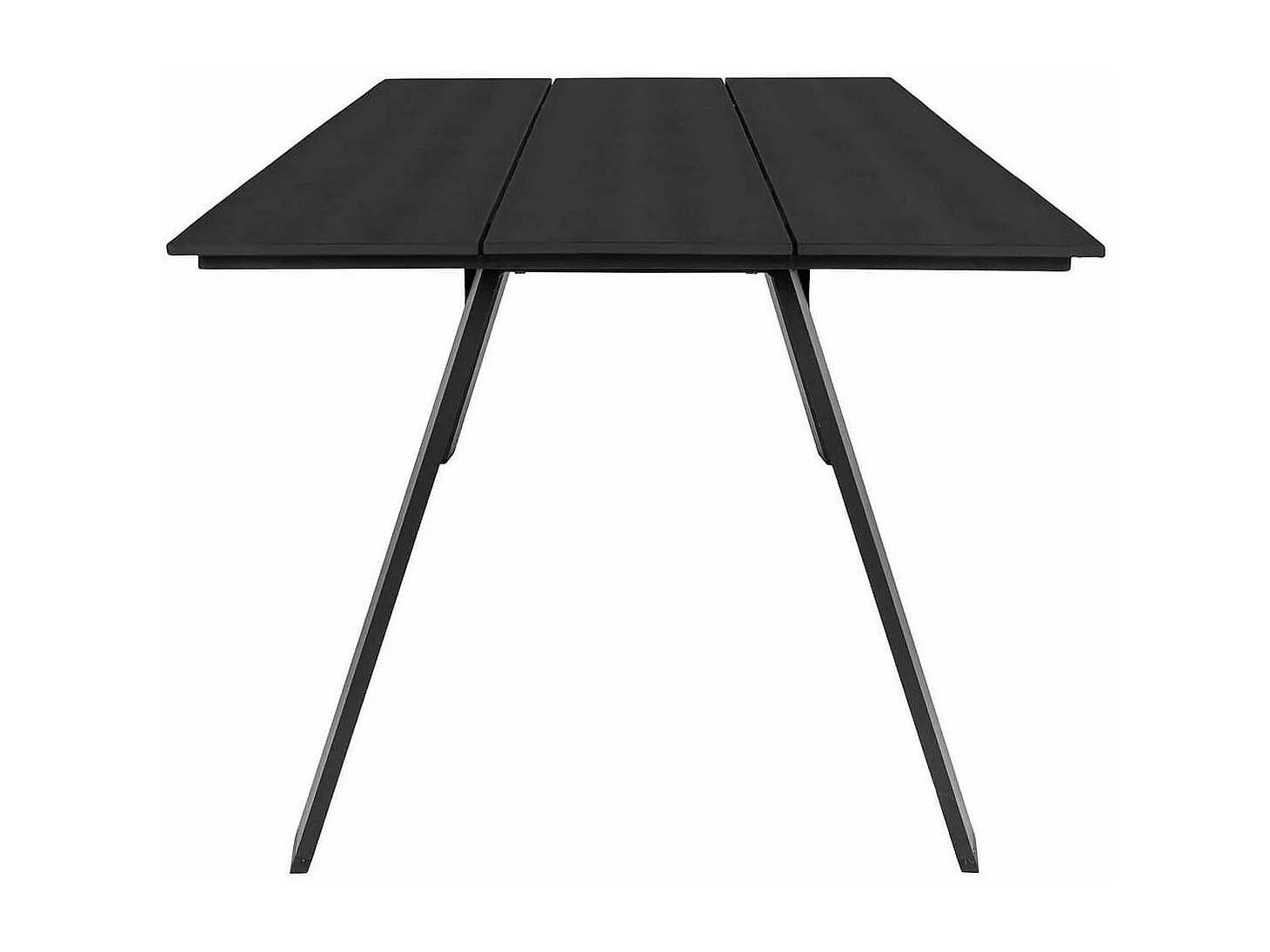 CLIFF - Table de Jardin Plateau en PE Aspect Bois Noir Pieds en Aluminium Noir