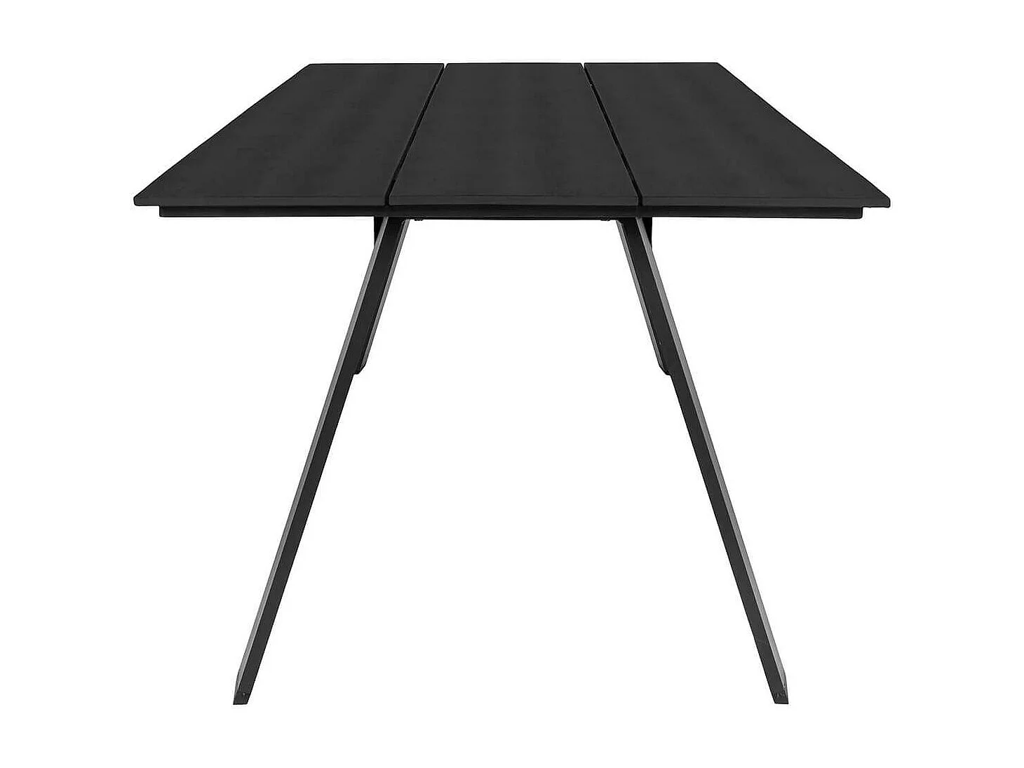 CLIFF - Table de Jardin Plateau en PE Aspect Bois Noir Pieds en Aluminium Noir