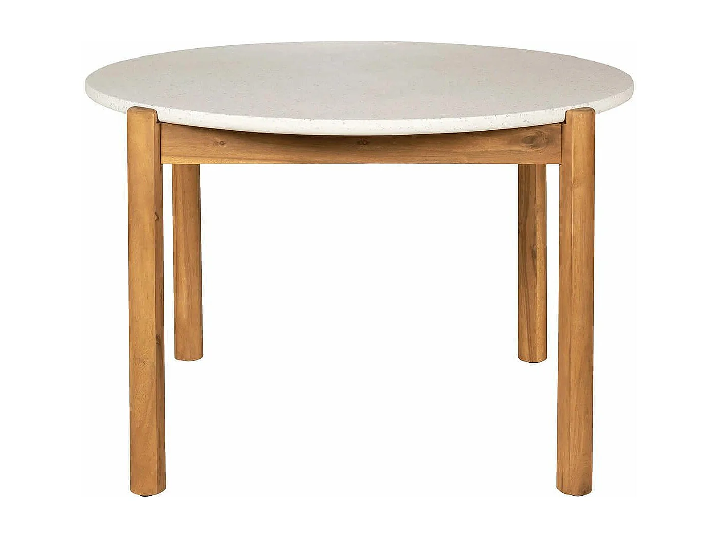LORIENA - Table Repas de Jardin Ø120cm en Acacia Plateau en Terrazzo
