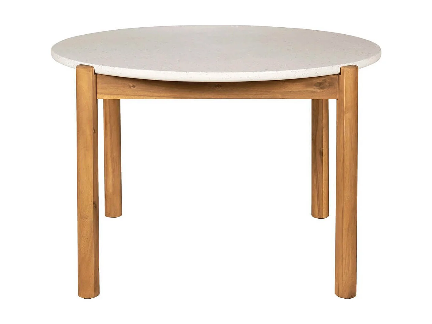 LORIENA - Table Repas de Jardin Ø120cm en Acacia Plateau en Terrazzo