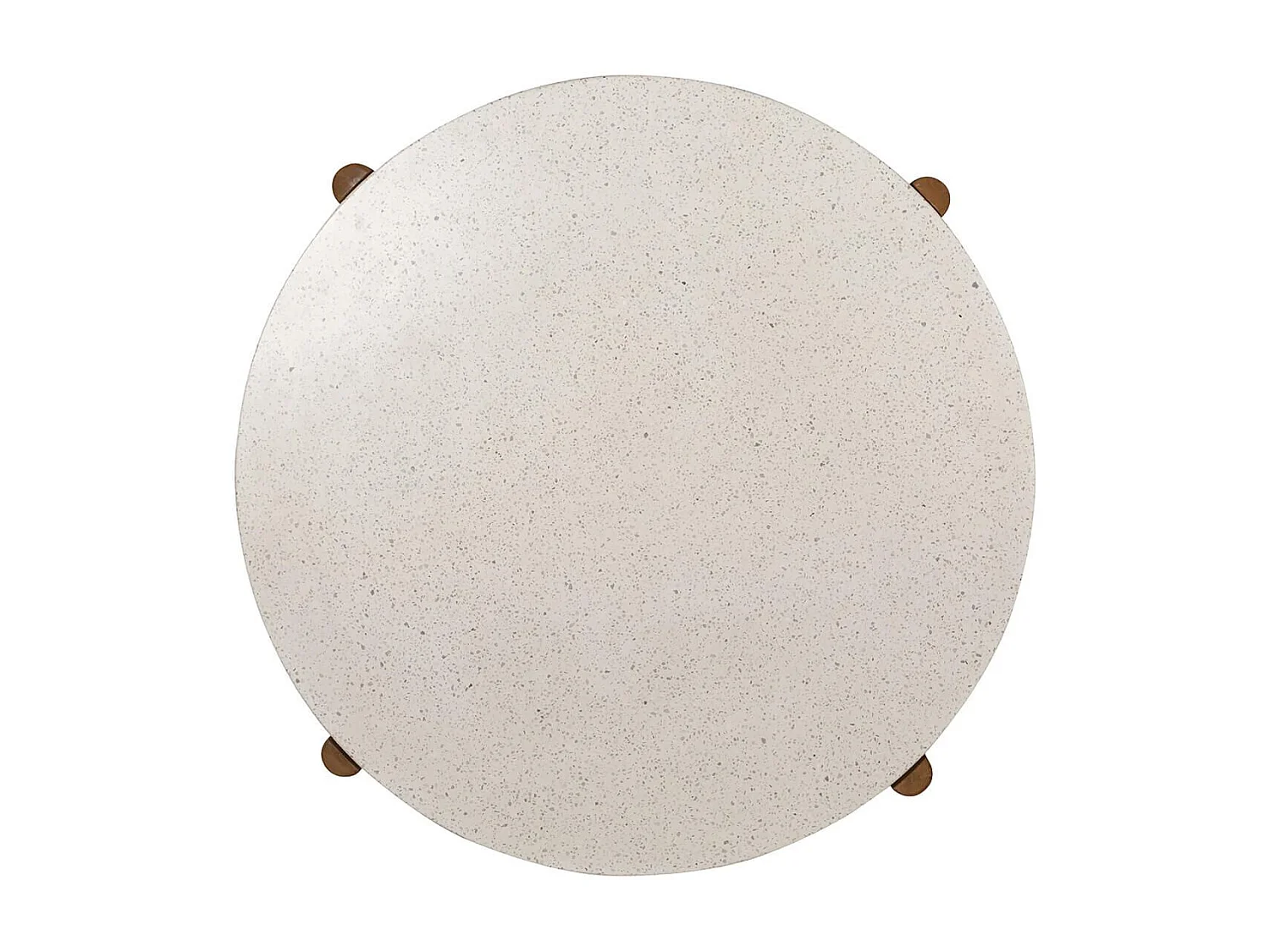 LORIENA - Table Repas de Jardin Ø120cm en Acacia Plateau en Terrazzo