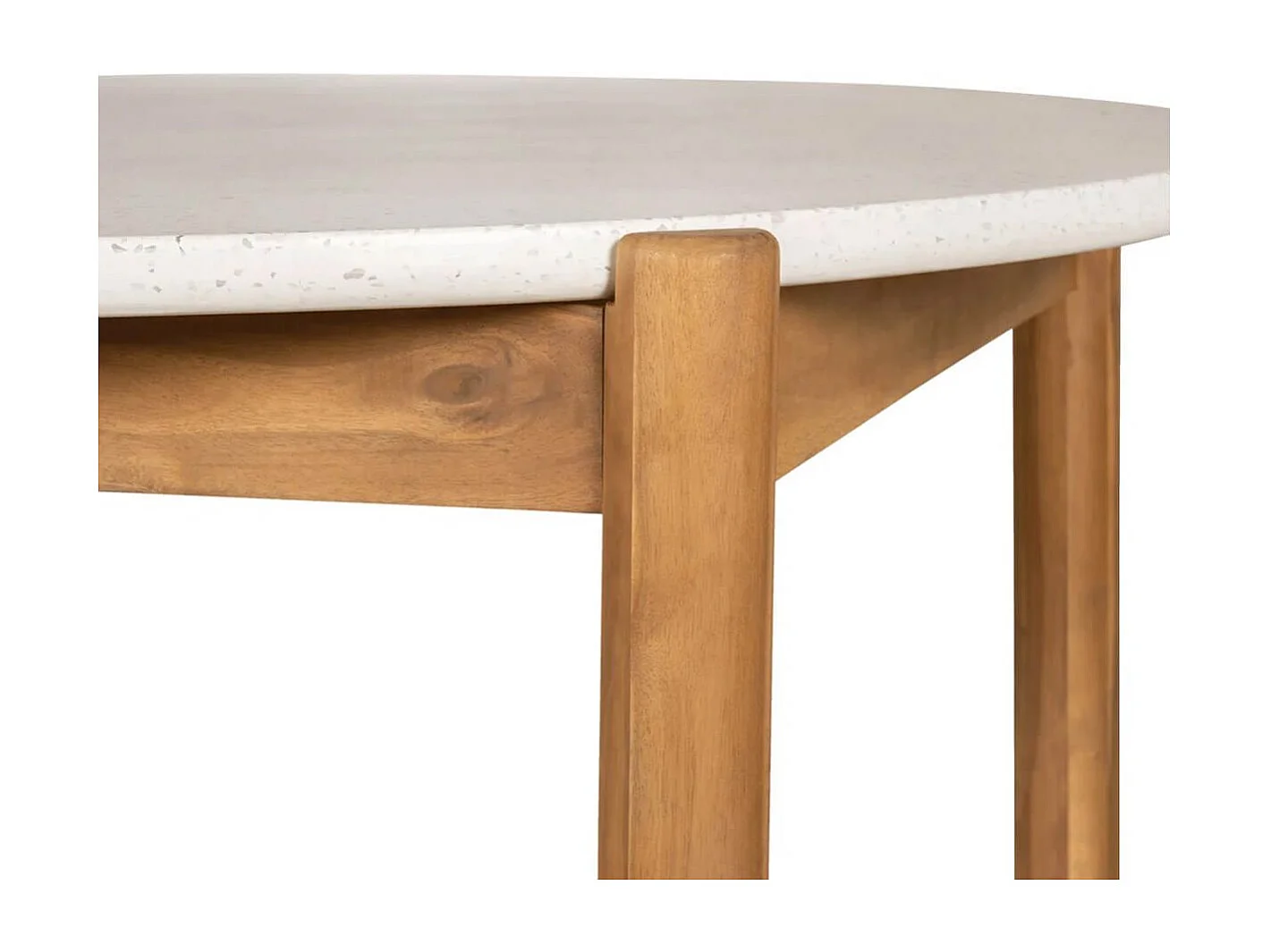 LORIENA - Table Repas de Jardin Ø120cm en Acacia Plateau en Terrazzo