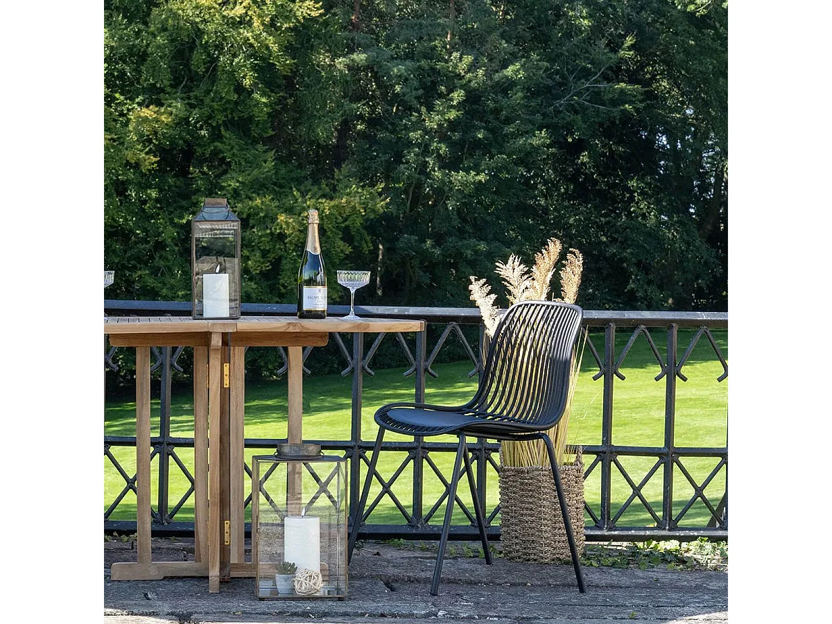 TIYANA - Lot de 4 Chaises de Jardin en Polypropylène Laqué Noir Empilables