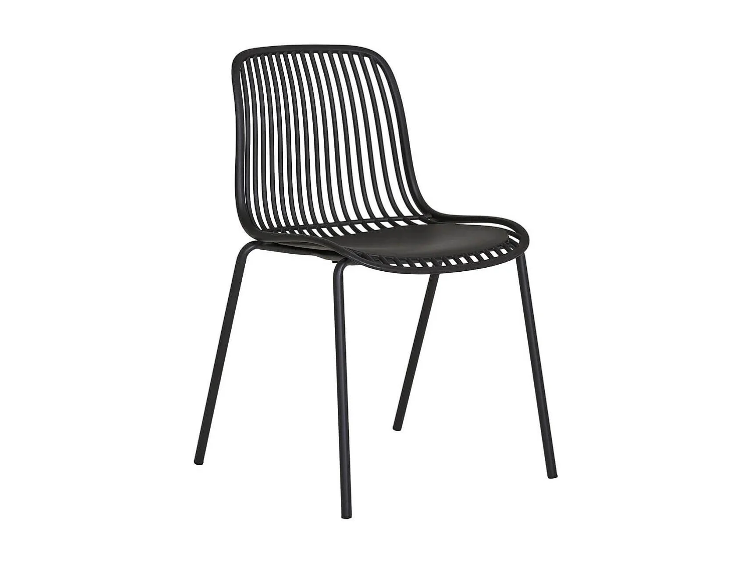 TIYANA - Lot de 4 Chaises de Jardin en Polypropylène Laqué Noir Empilables