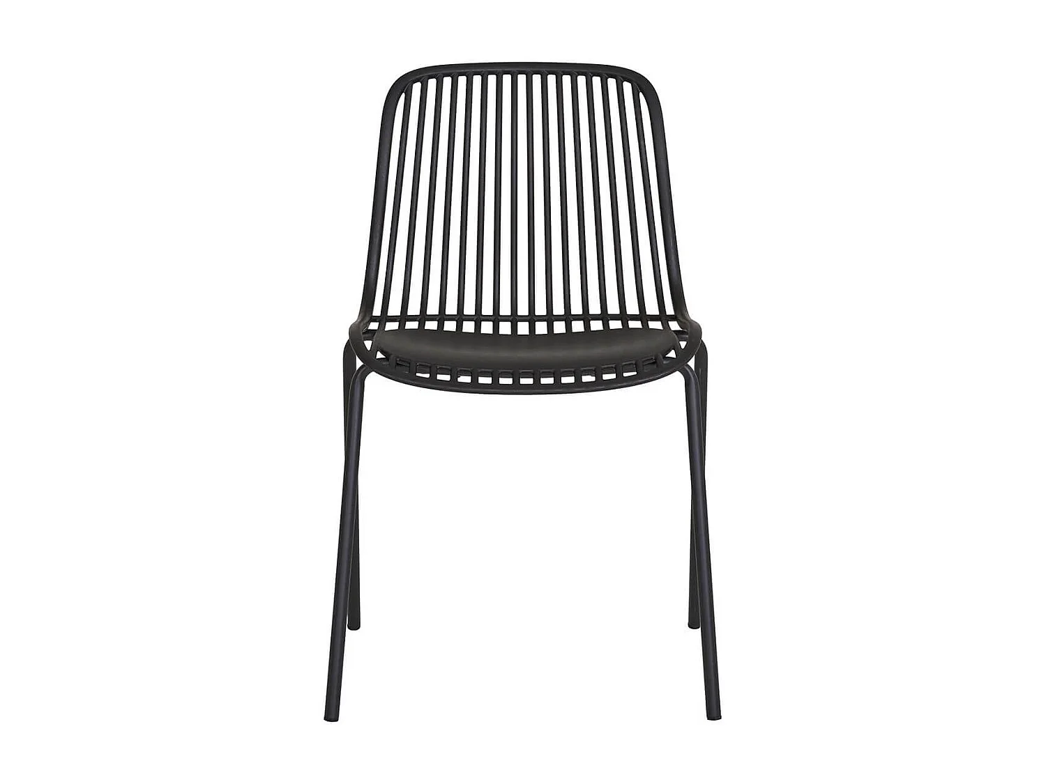 TIYANA - Lot de 4 Chaises de Jardin en Polypropylène Laqué Noir Empilables