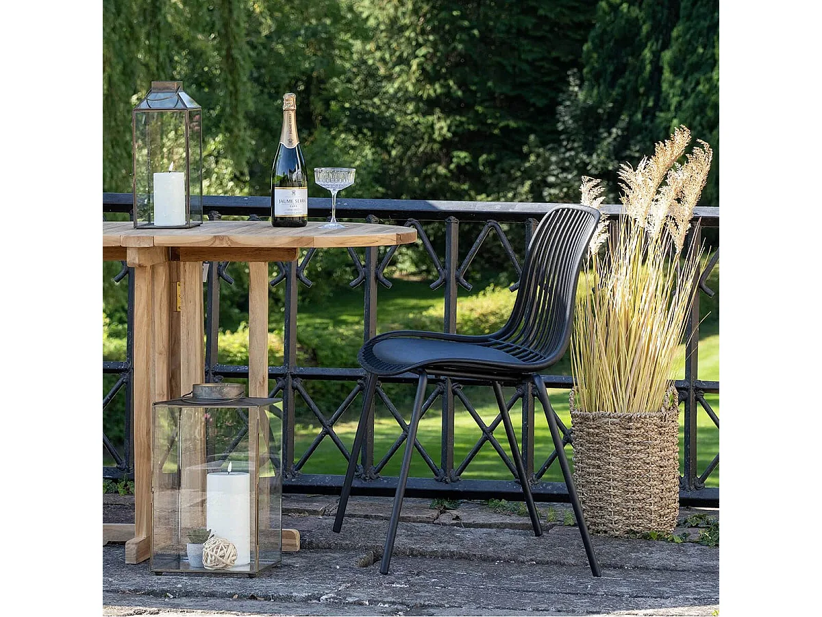 TIYANA - Lot de 4 Chaises de Jardin en Polypropylène Laqué Noir Empilables