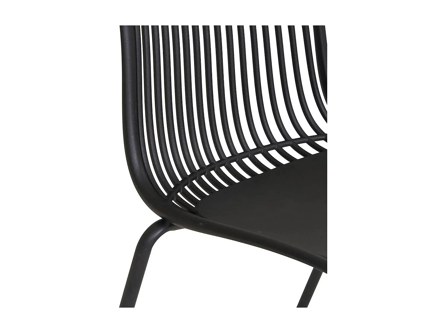 TIYANA - Lot de 4 Chaises de Jardin en Polypropylène Laqué Noir Empilables