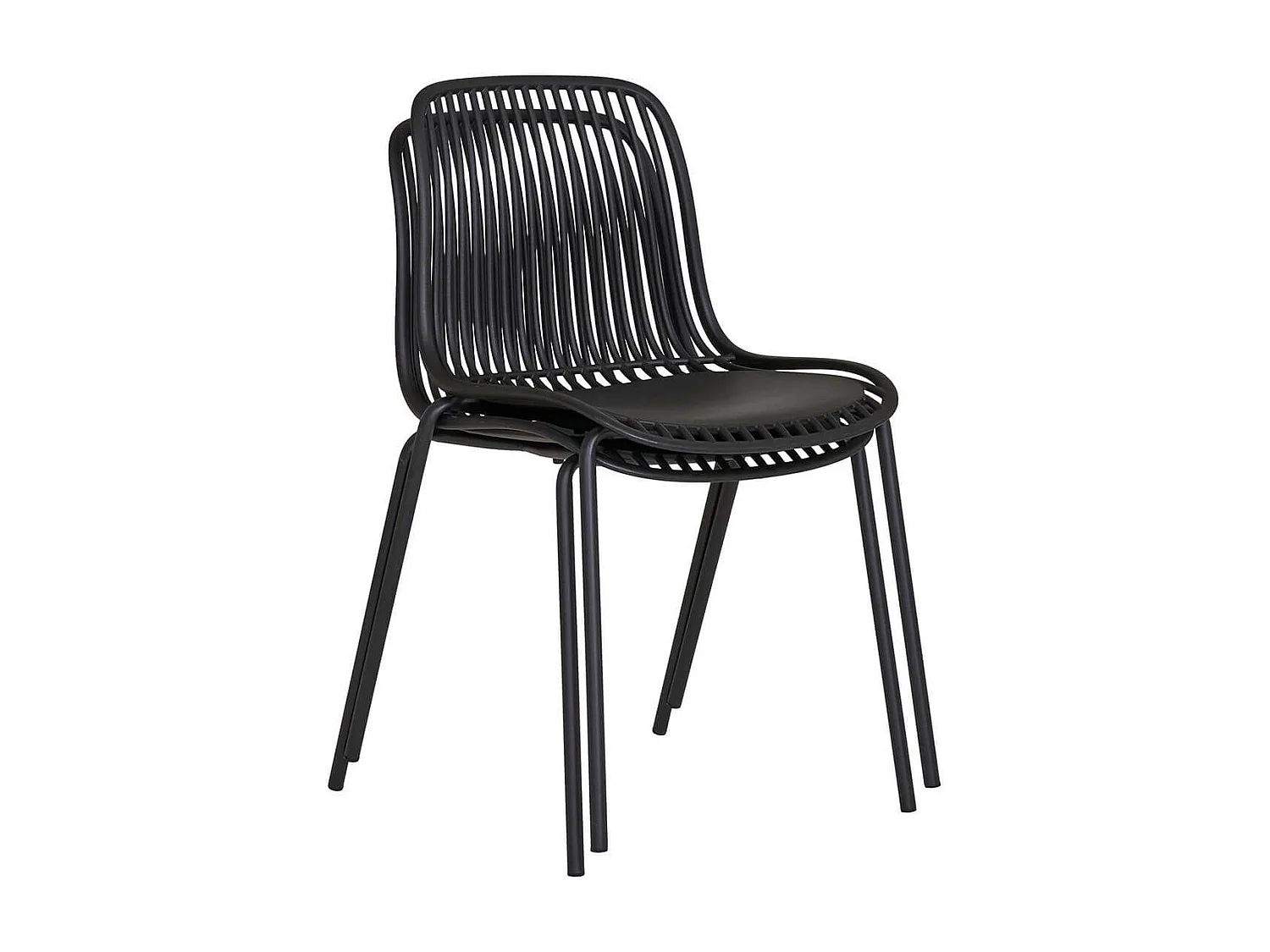 TIYANA - Lot de 4 Chaises de Jardin en Polypropylène Laqué Noir Empilables