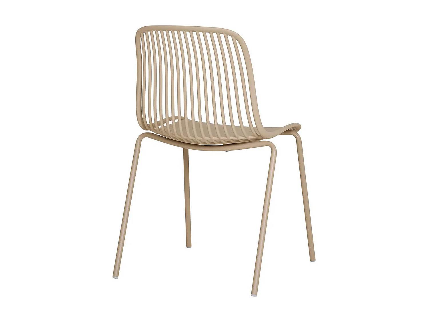 TIYANA - Lot de 4 Chaises de Jardin en Polypropylène Laqué Beige Empilables