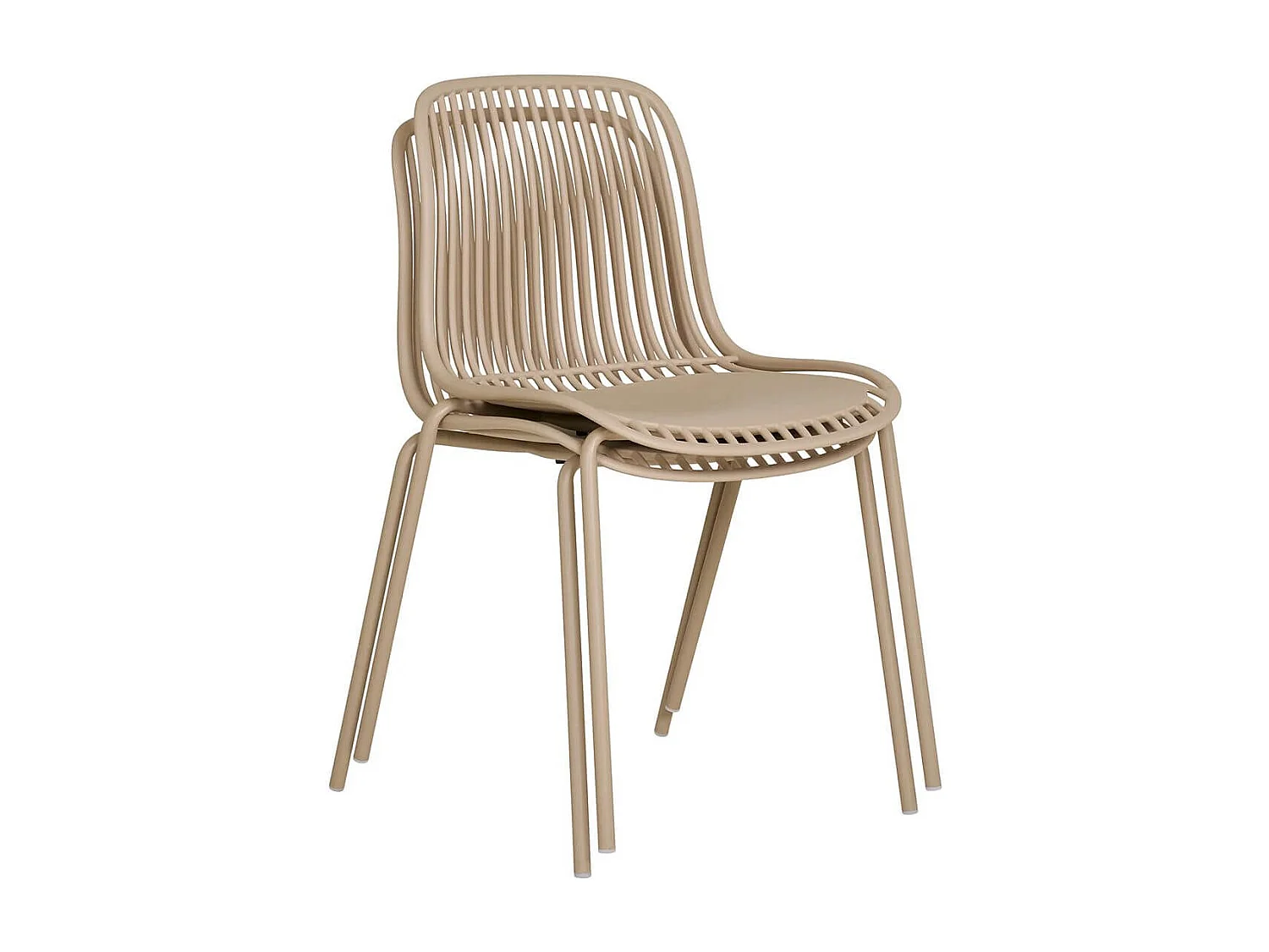 TIYANA - Lot de 4 Chaises de Jardin en Polypropylène Laqué Beige Empilables