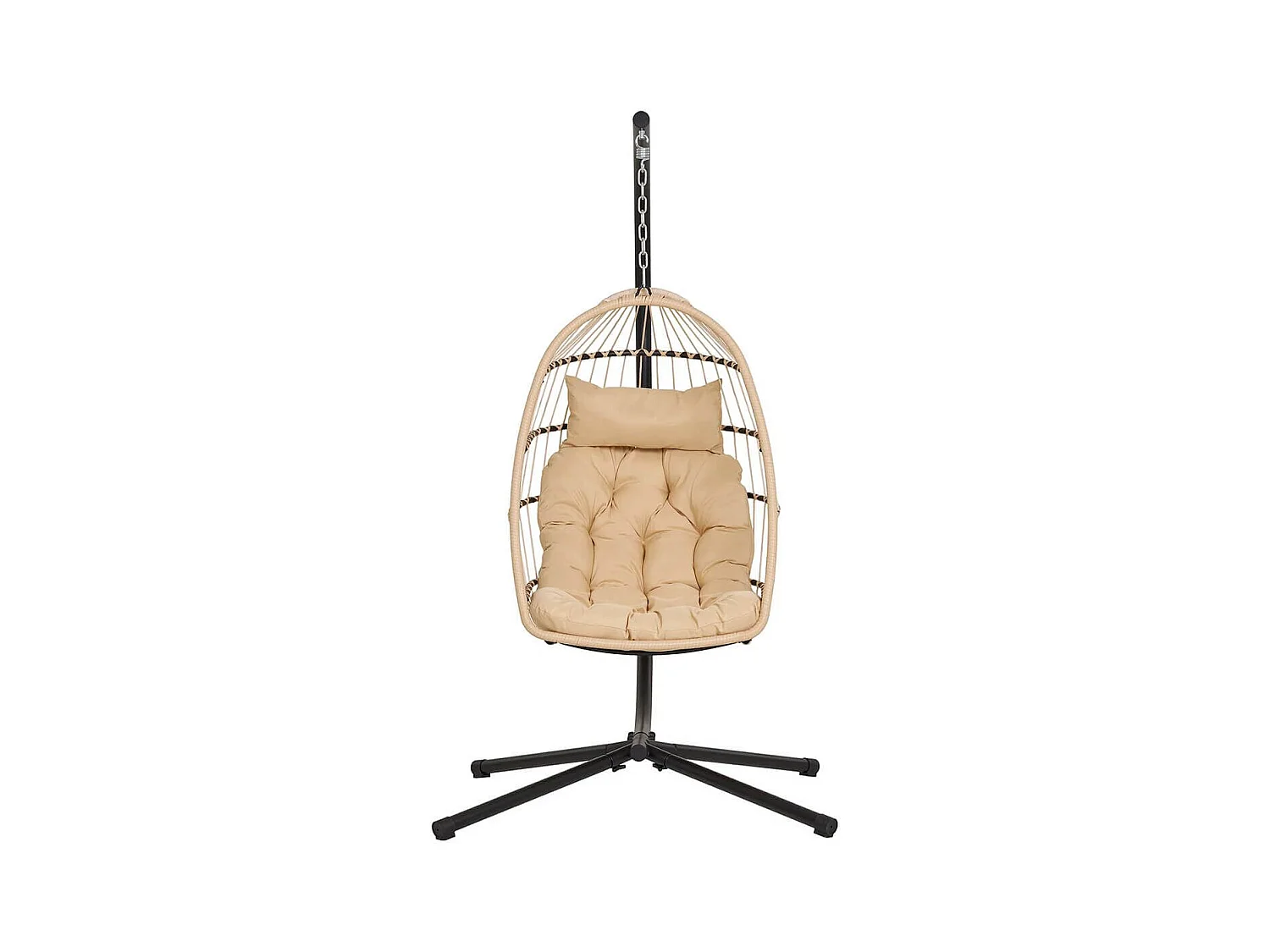 TOLIUM - Chaise suspendue avec Support en Acier + Rotin Synthétique et Corde