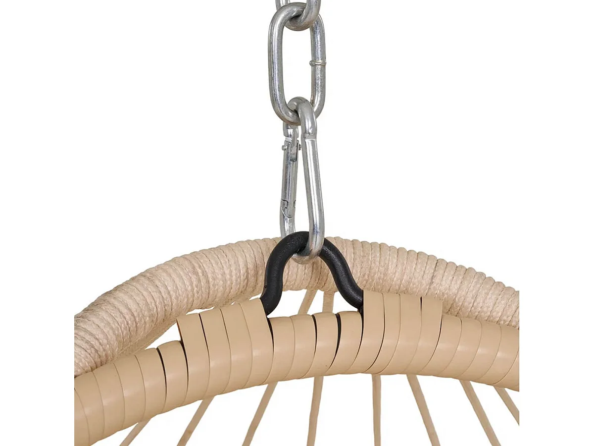 TOLIUM - Chaise suspendue avec Support en Acier + Rotin Synthétique et Corde