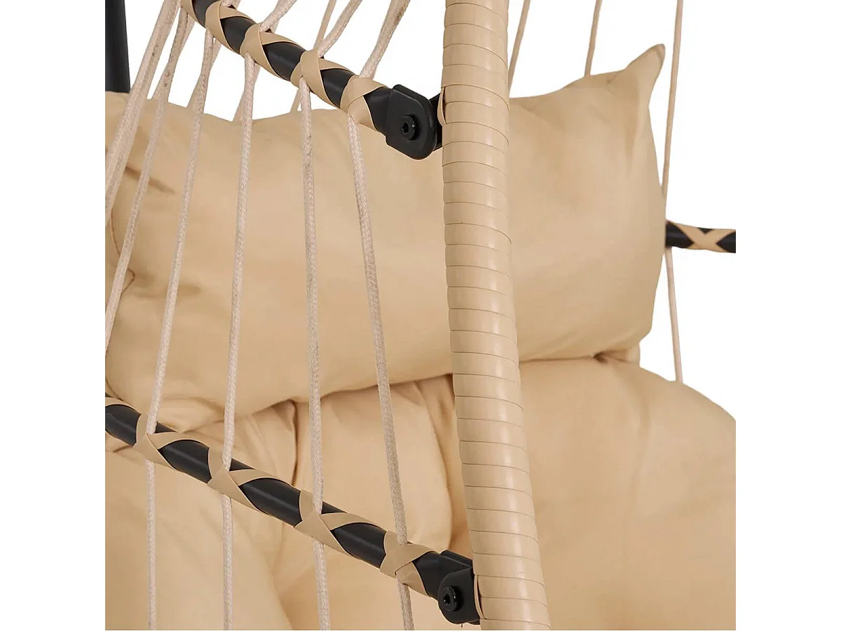 TOLIUM - Chaise suspendue avec Support en Acier + Rotin Synthétique et Corde