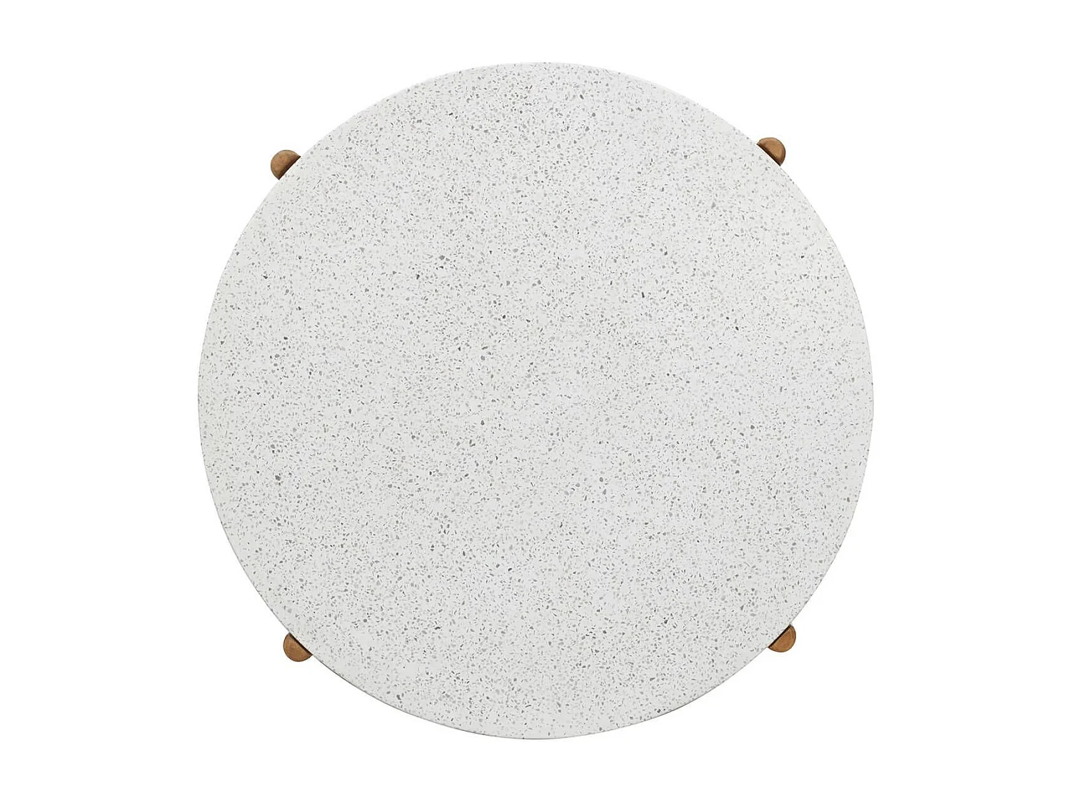 LORIENA - Table Basse Ronde Ø84,5cm en Acacia Plateau en Terrazzo
