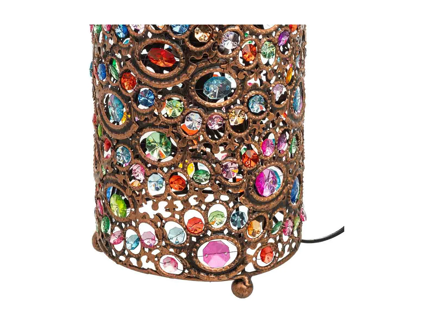 Lâmpada de metal com vidro acrílico colorido