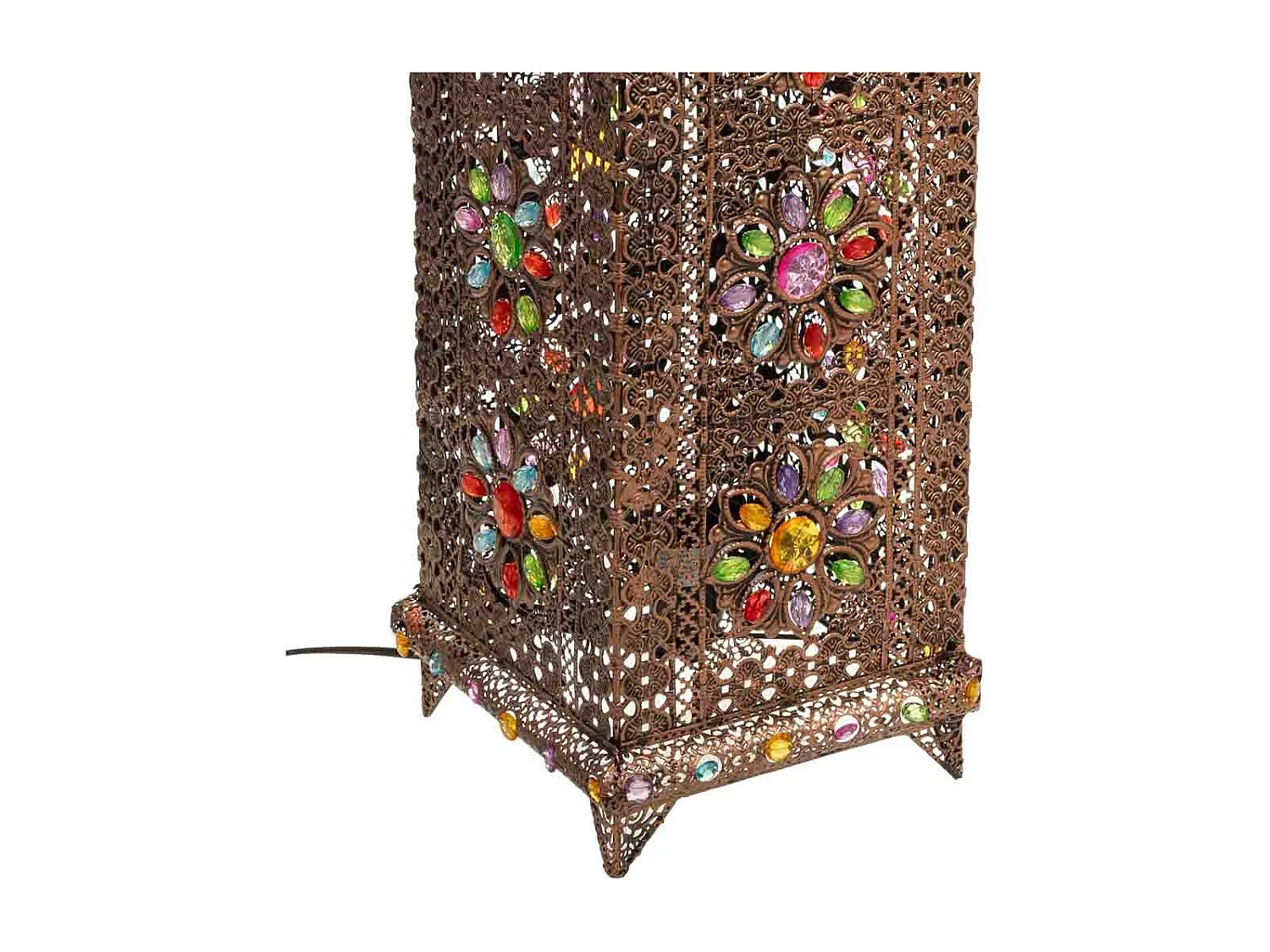 Lâmpada de metal com vidro acrílico colorido