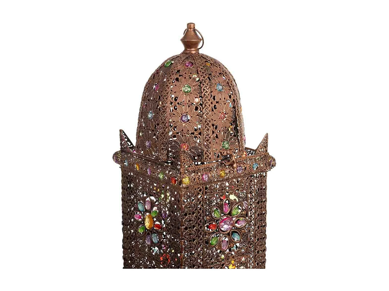 Lâmpada de metal com vidro acrílico colorido