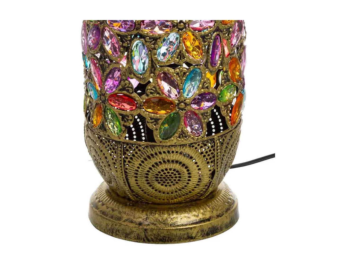 Lâmpada de metal com vidro acrílico colorido 17x17x59h cm