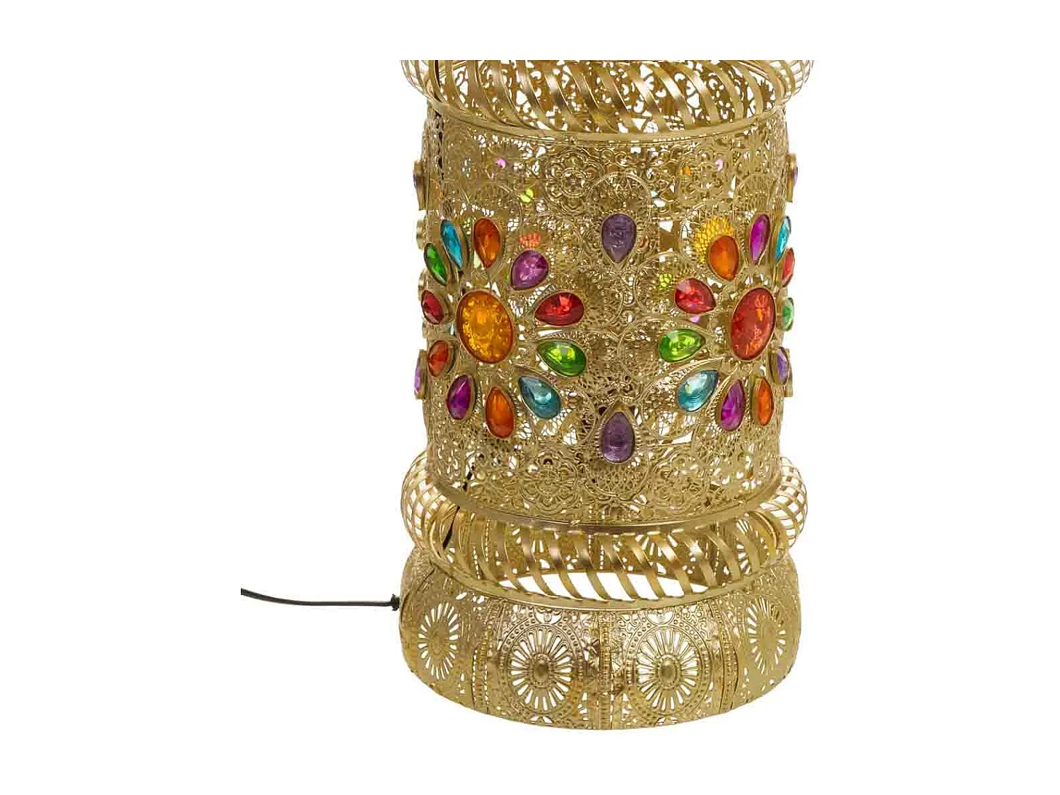 Lâmpada de metal com vidro acrílico colorido