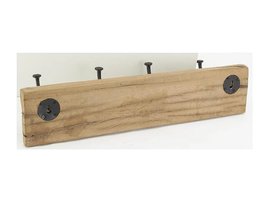 Patère en bois et métal 4 crochets