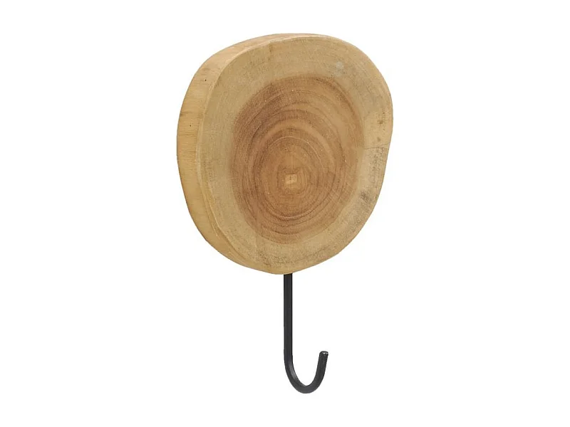 Patère ronde 1 crochet en teck et métal - Arden 1 crochet