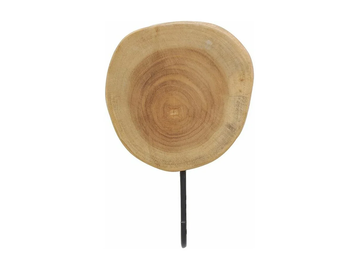 Patère ronde 1 crochet en teck et métal - Arden 1 crochet