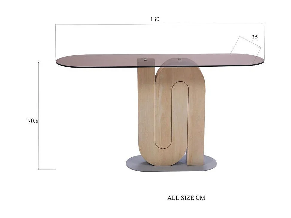 Console Alban en manguier et en verre