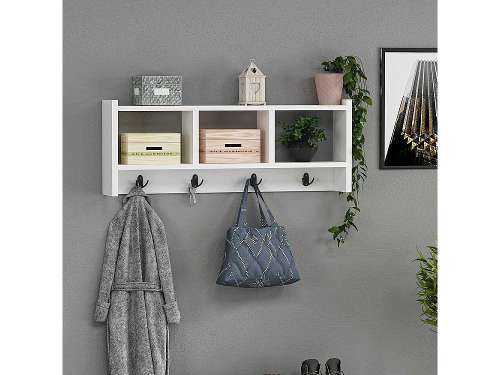 Etagère murale avec niches et patères Star