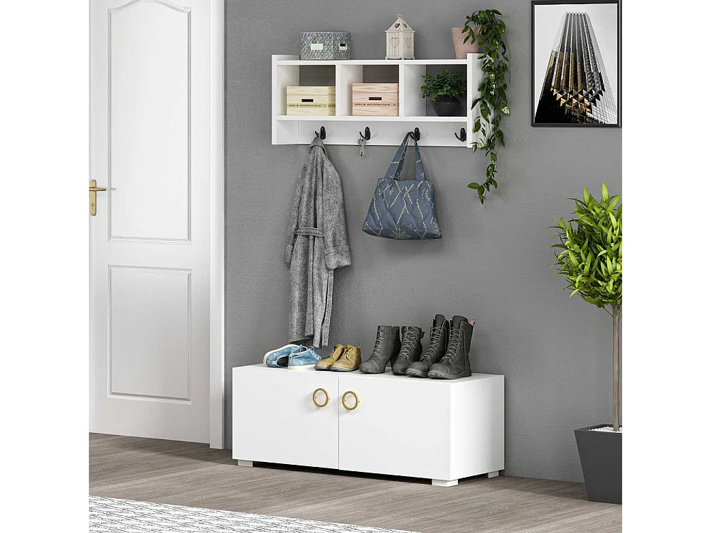 Etagère murale avec niches et patères Star