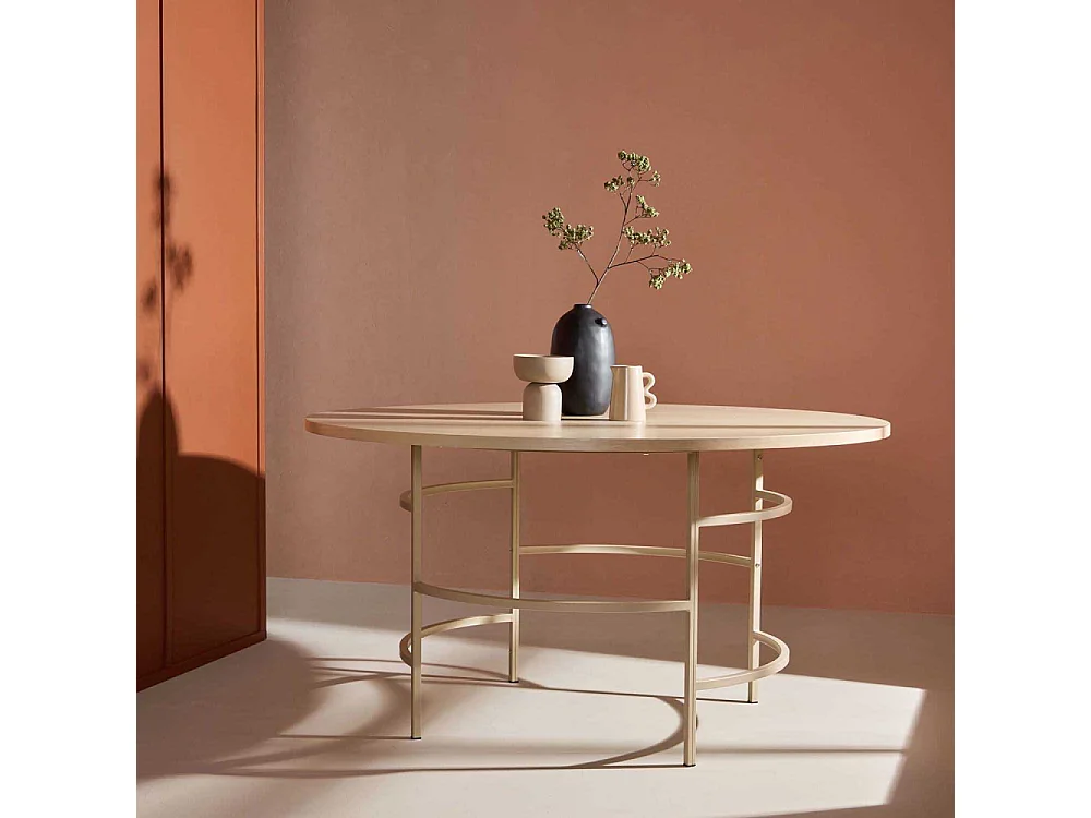 Table à Manger Ronde "Copenhagen" 140cm Beige