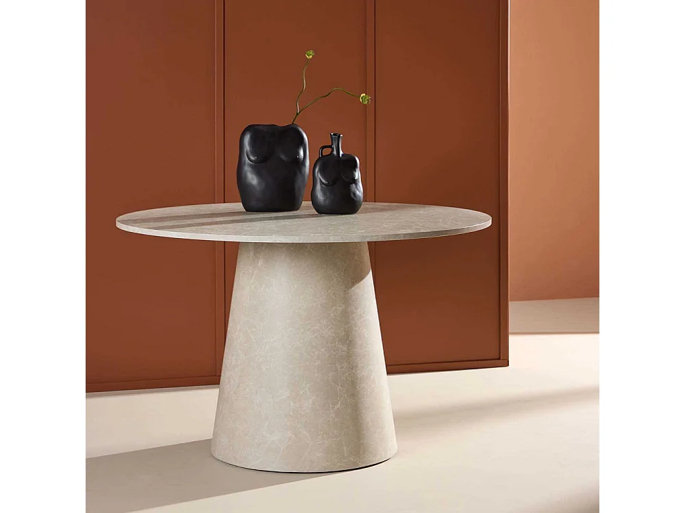 Table à Manger Ronde "Lanzo" 120cm Beige