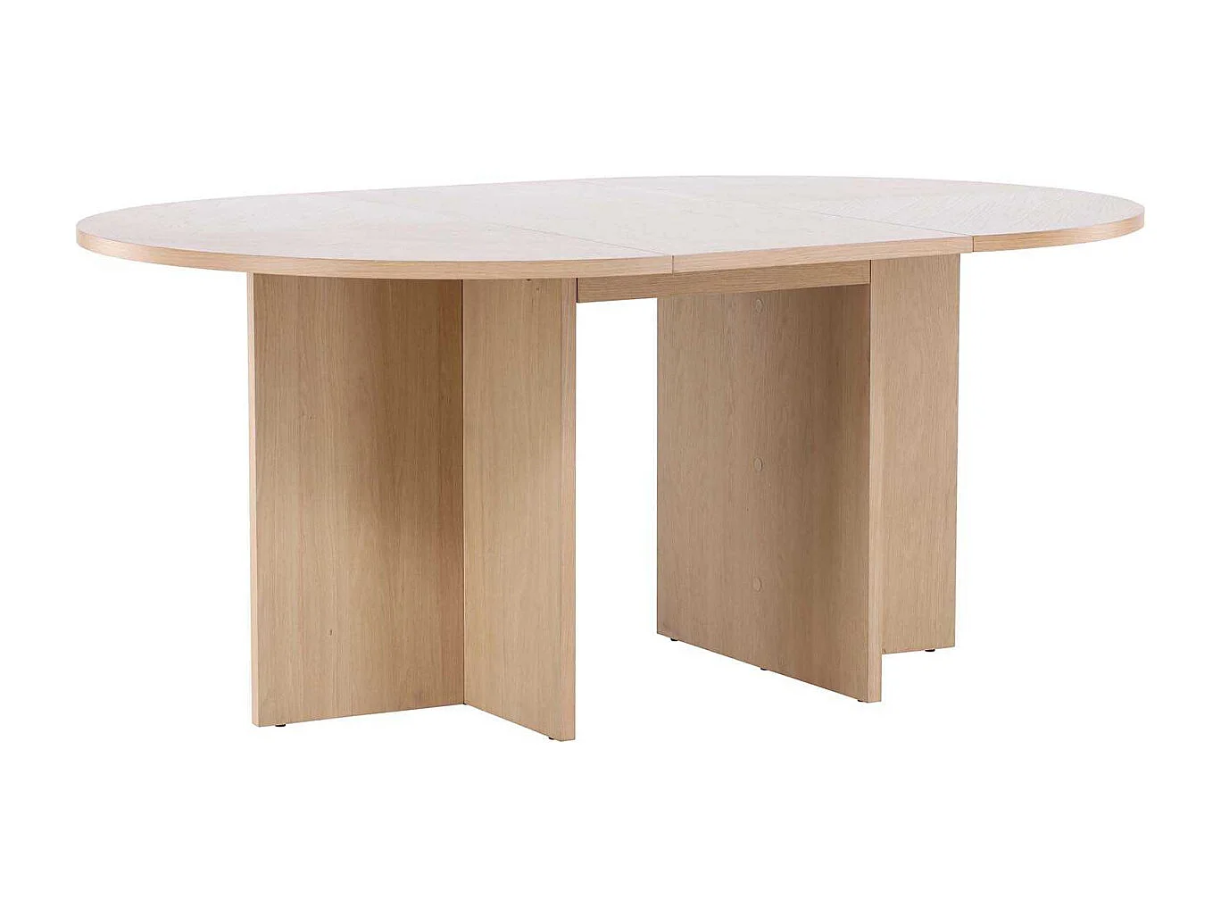 Strada table à manger Ø120cm. avec rallonge whitewash.