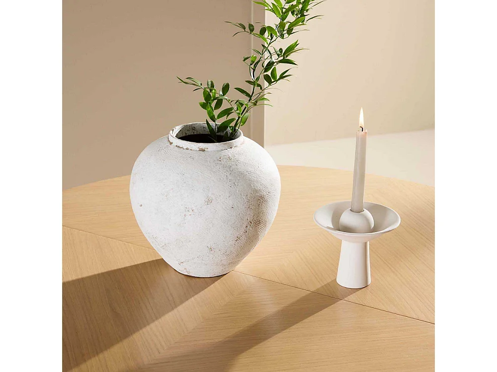 Strada table à manger Ø120cm. avec rallonge whitewash.