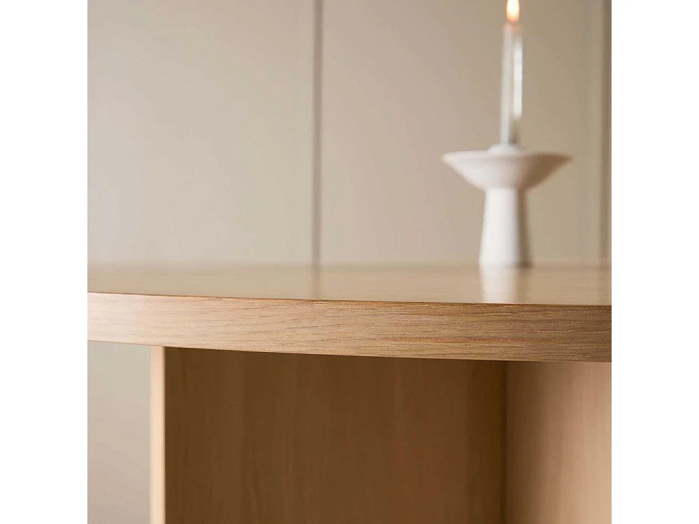 Strada table à manger Ø120cm. avec rallonge whitewash.